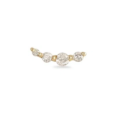 Zohreh V. Jewellery Women's Gold / Neutrals Graduated Diamond Curve Flat Back Earring 14k Gold