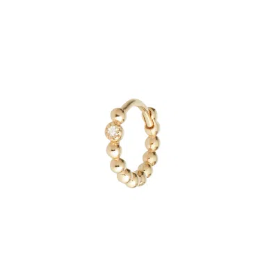 Zohreh V. Jewellery Women's Gold / Neutrals Mini Diamond Beaded Huggie Hoop 9k Gold