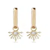 Zohreh V. Jewellery Women's Gold / Neutrals Moonstone & White Sapphire Sunburst Hoop Earrings 9k Gold