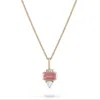 Zohreh V. Jewellery Women's Gold / Neutrals / Pink Pink Tourmaline, Diamond & Moonstone Pendant 9k Gold