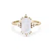 Zohreh V. Jewellery Women's Gold / Neutrals Rectangle Moonstone & Diamond Ring 9k Gold