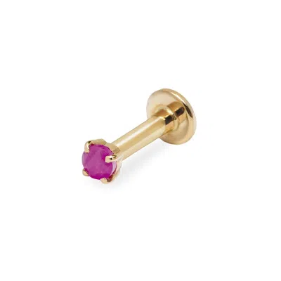 Zohreh V. Jewellery Women's Gold / Pink Mini Ruby Solitaire Flat Back Earring 14k Gold In Multi