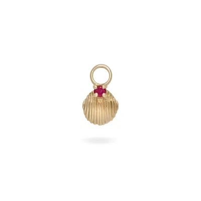 Zohreh V. Jewellery Women's Gold / Red Ruby Shell Earring Charm 9k Gold