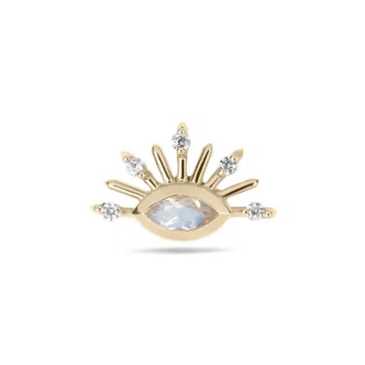 Zohreh V. Jewellery Women's Gold / White Moonstone & White Sapphire Sunburst Flat Back Earring 9k Gold In Multi