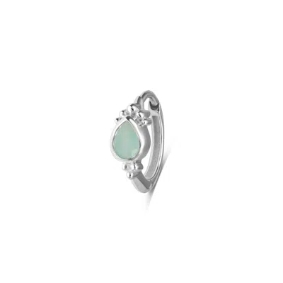 Zohreh V. Jewellery Women's Green / Blue Amazonite Boho Huggie Hoop Earring Sterling Silver