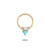Zohreh V. Jewellery Women's Green / Blue / Gold Turquoise, Opal, Labradorite & Diamond Daith Hoop 9k Gold