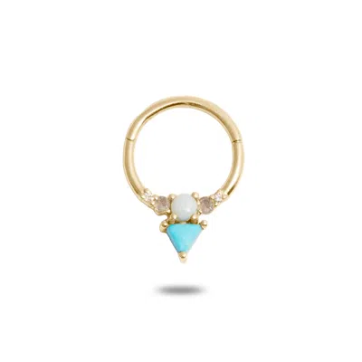 Zohreh V. Jewellery Women's Green / Blue / Gold Turquoise, Opal, Labradorite & Diamond Daith Hoop 9k Gold In Multi