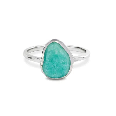 Zohreh V. Jewellery Women's Green / Blue / Silver Amazonite Pebble Ring Sterling Silver In Multi