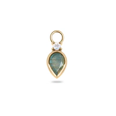 Zohreh V. Jewellery Women's Green Labradorite & Moonstone Earring Charm 9k Gold