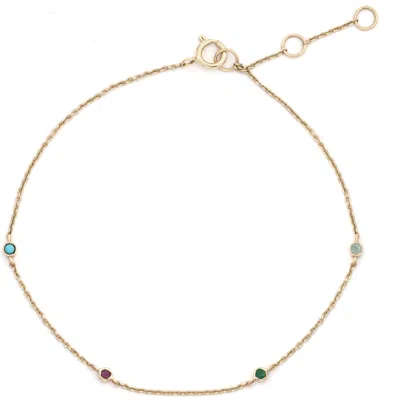 Zohreh V. Jewellery Women's Green / Pink / Purple Gemstone Station Bracelet 9k Gold In Multi