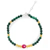 Zohreh V. Jewellery Women's Green / Pink / Purple Pink Quartz, Citrine & Malachite Beaded Bracelet Sterling Silver