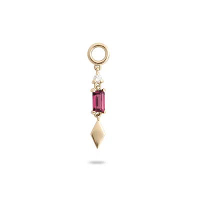 Zohreh V. Jewellery Women's Green / Pink / Purple Rhodolite Garnet & Diamond Earring Charm 9k Gold In Multi