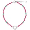 Zohreh V. Jewellery Women's Green / Pink / Purple Sunburst Silhouette Pink Quartz & Onyx Beaded Bracelet Sterling Silver