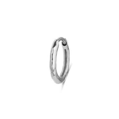 Zohreh V. Jewellery Women's Hammered Huggie Hoop Earring Sterling Silver