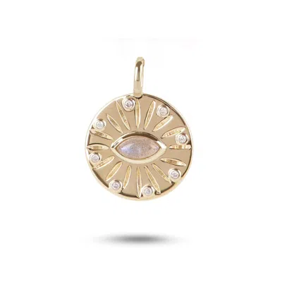 Zohreh V. Jewellery Women's Labradorite & Diamond Eye Coin Pendant 9k Gold