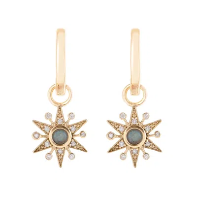 Zohreh V. Jewellery Women's Limited Edition Diamond & Labradorite Star Hoop Earrings 9k Gold