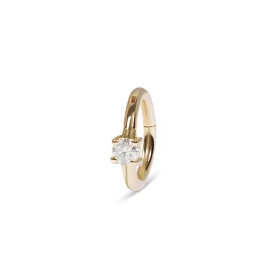 Zohreh V. Jewellery Women's Mini Diamond Solitaire Seamless Huggie Hoop Earring 9k Gold