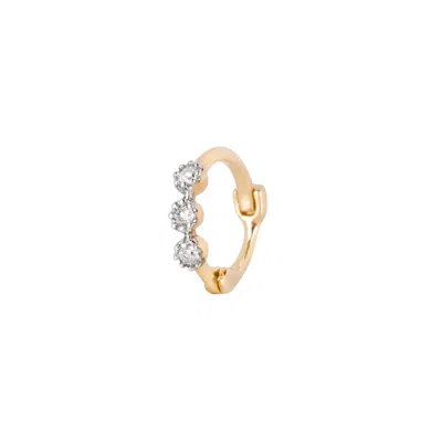 Zohreh V. Jewellery Women's Mini Diamond Trilogy Huggie Hoop Earring 9k Solid Gold