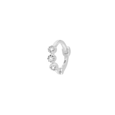 Zohreh V. Jewellery Women's Mini Diamond Trilogy Huggie Hoop Earring Sterling Silver