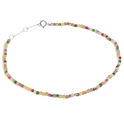 Zohreh V. Jewellery Women's Multi Semi-precious Stone Beaded Bracelet Sterling Silver