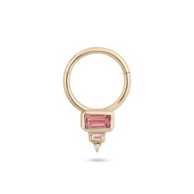 Zohreh V. Jewellery Women's Pink / Purple / Gold Pink Tourmaline, Diamond & Topaz Daith Hoop 9k Gold In Multi
