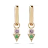 Zohreh V. Jewellery Women's Pink / Purple / Green Tanzanite & Emerald Geo Hoop Earrings 9k Gold