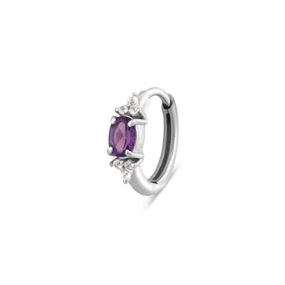 Zohreh V. Jewellery Women's Pink / Purple / Neutrals Amethyst & White Sapphire Huggie Hoop Earring Sterling Silver In Multi