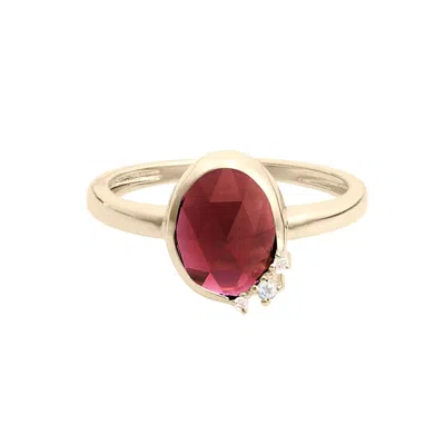 Zohreh V. Jewellery Women's Pink / Purple / Red Rhodolite Garnet, Moonstone & White Sapphire Ring 9k Gold