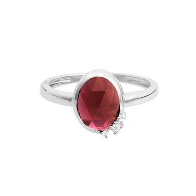 Zohreh V. Jewellery Women's Pink / Purple / Red Rhodolite Garnet, Moonstone & White Sapphire Ring Sterling Silver
