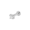 Zohreh V. Jewellery Women's Silver Diamond Solitaire Flat Back Earring 14k White Gold