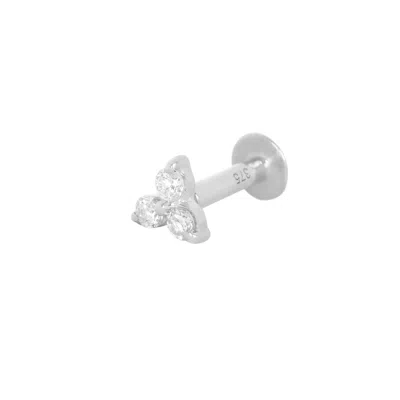 Zohreh V. Jewellery Women's Silver Diamond Trilogy Flat Back Earring 14k White Gold