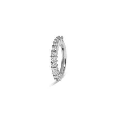 Zohreh V. Jewellery Women's Silver Mini Diamond Eternity Seamless Huggie Hoop Earring 9k White Gold