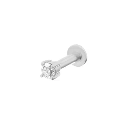 Zohreh V. Jewellery Women's Silver Mini Diamond Solitaire Flat Back 14k White Gold