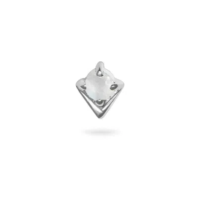 Zohreh V. Jewellery Women's Silver Moonstone Arrow Flat Back Earring 14k White Gold