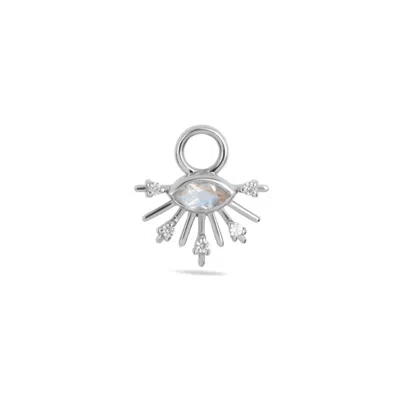 Zohreh V. Jewellery Women's Silver / Neutrals Moonstone & White Sapphire Sunburst Earring Charm Sterling Silver