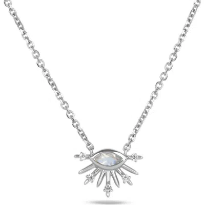 Zohreh V. Jewellery Women's Silver / Neutrals Moonstone & White Sapphire Sunburst Necklace Sterling Silver