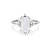 Zohreh V. Jewellery Women's Silver / Neutrals Rectangle Moonstone & White Sapphire Ring Sterling Silver
