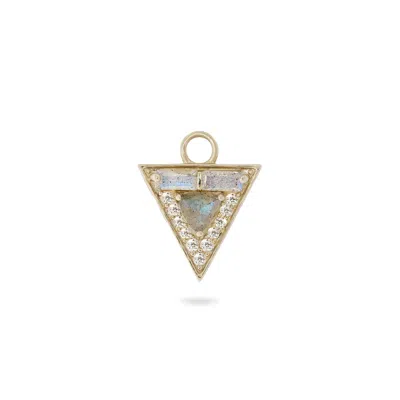 Zohreh Women's Gold / Blue Limited Edition Diamond & Labradorite Triangle Earring Charm 9k Gold In Multi