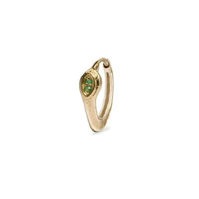 Zohreh Women's Gold / Green Emerald Snake Huggie 9k Gold In Purple