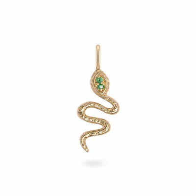 Zohreh Women's Gold / Green Emerald Snake Pendant 9k Gold In Gold/green