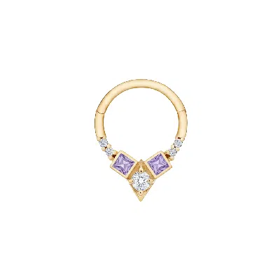 Zohreh Women's Gold / Purple Tanzanite & Diamond Daith Hoop Earring 9k Gold In Multi