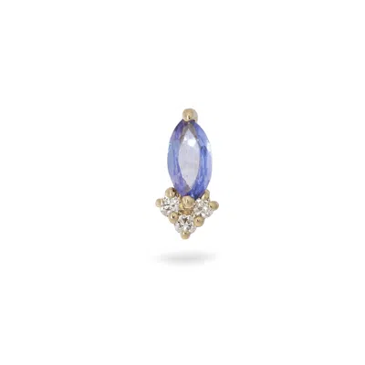 Zohreh Women's Gold / Purple Tanzanite & Diamond Flat Back Earring 9k Gold In Multi