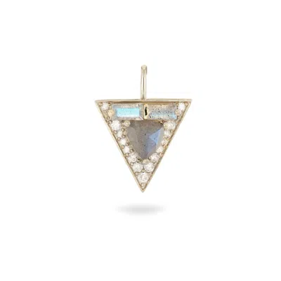 Zohreh Women's Green / Blue / Gold Limited Edition Diamond & Labradorite Triangle Pendant 9k Gold In Multi