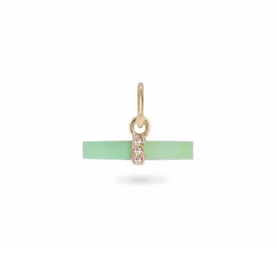 Zohreh Women's Green / Gold Chrysoprase T-bar Pendant 9k Gold In Green/gold