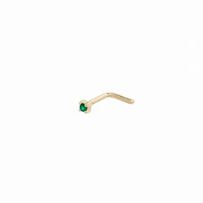 Zohreh Women's Green / Gold Mini Emerald Nose Stud 9k Gold In Multi