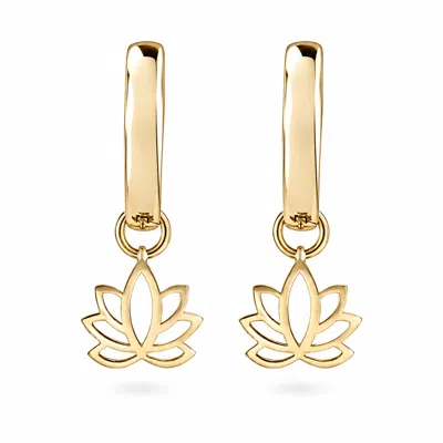 Zohreh Women's Lotus Flower Hoop Earrings 9k Gold