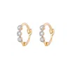Zohreh Women's Mini Diamond Trilogy Huggie Hoop Earring Pair 9k Gold In Silver