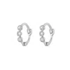 Zohreh Women's Mini Diamond Trilogy Huggie Hoop Earring Pair Sterling Silver In Metallic