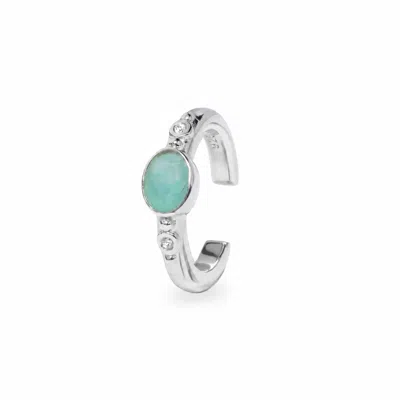 Zohreh Women's Silver / Blue Amazonite & White Sapphire Ear Cuff Sterling Silver In Silver/blue