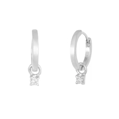 Zohreh Women's Silver Diamond Charm Hoop Earrings 9k White Gold